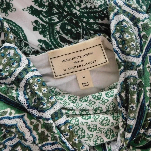 Anthropologie MOULINETTE SOEURS Brisbane Green Paisley Maxi Dress Knit Medium - Picture 13 of 16